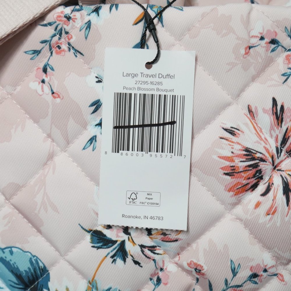 Vera Bradley Peach Blossom Bouquet Large Travel Duffel Bag Weekender Twill NWT - Picture 12 of 12